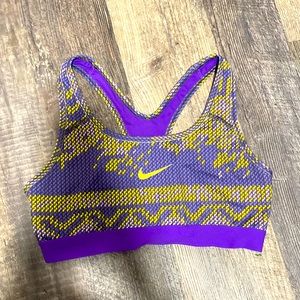 It’s a Nike bra, Size- Small, Color- purple and neon green